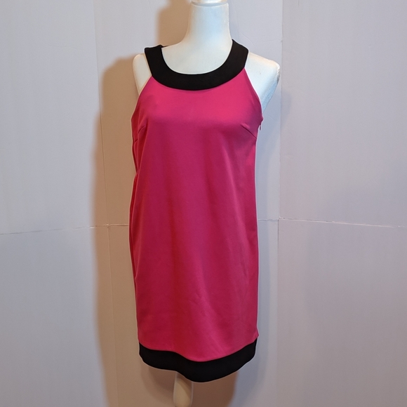 Ann Taylor Loft Women''s Dress- Size 2 Pink with Black Trim Sleeveless - Picture 1 of 7